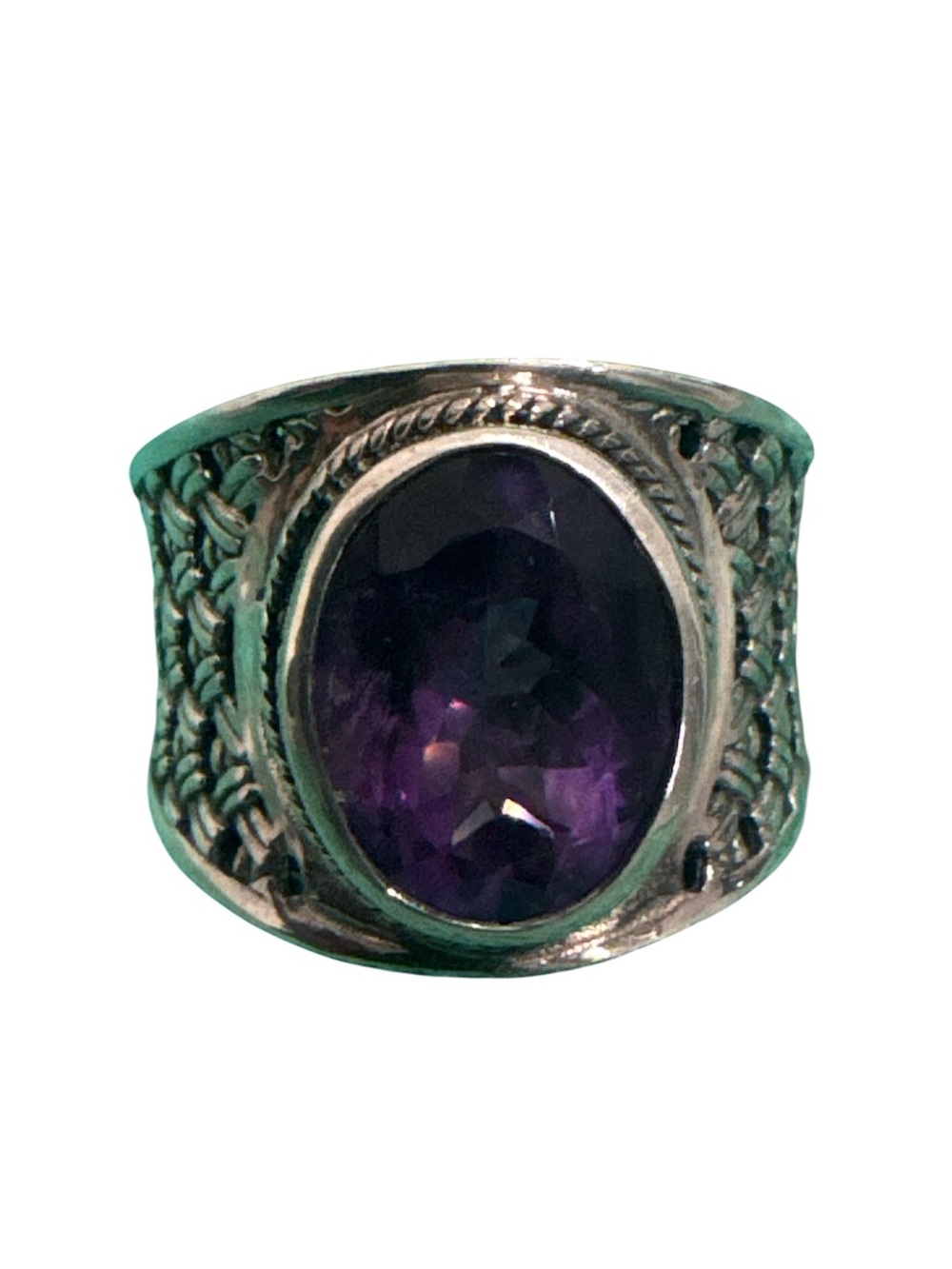 Vintage Samuel Benham Sterling Silver Amethyst Statement Ring - Picture 4 of 7